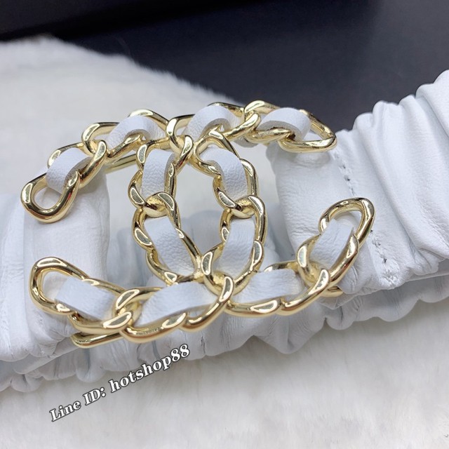 Chanel專門店2021新款女士皮帶 香奈兒經典小羊皮鬆緊褲腰帶 香奈兒褶皺腰帶  jjp2150
